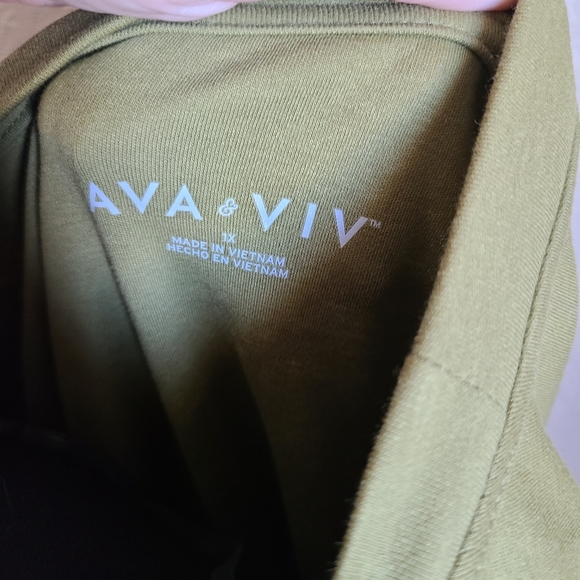 Women's Plus Size Short Sleeve T-Shirt Dress - Ava & Viv Olive Green - Picture 3 of 5